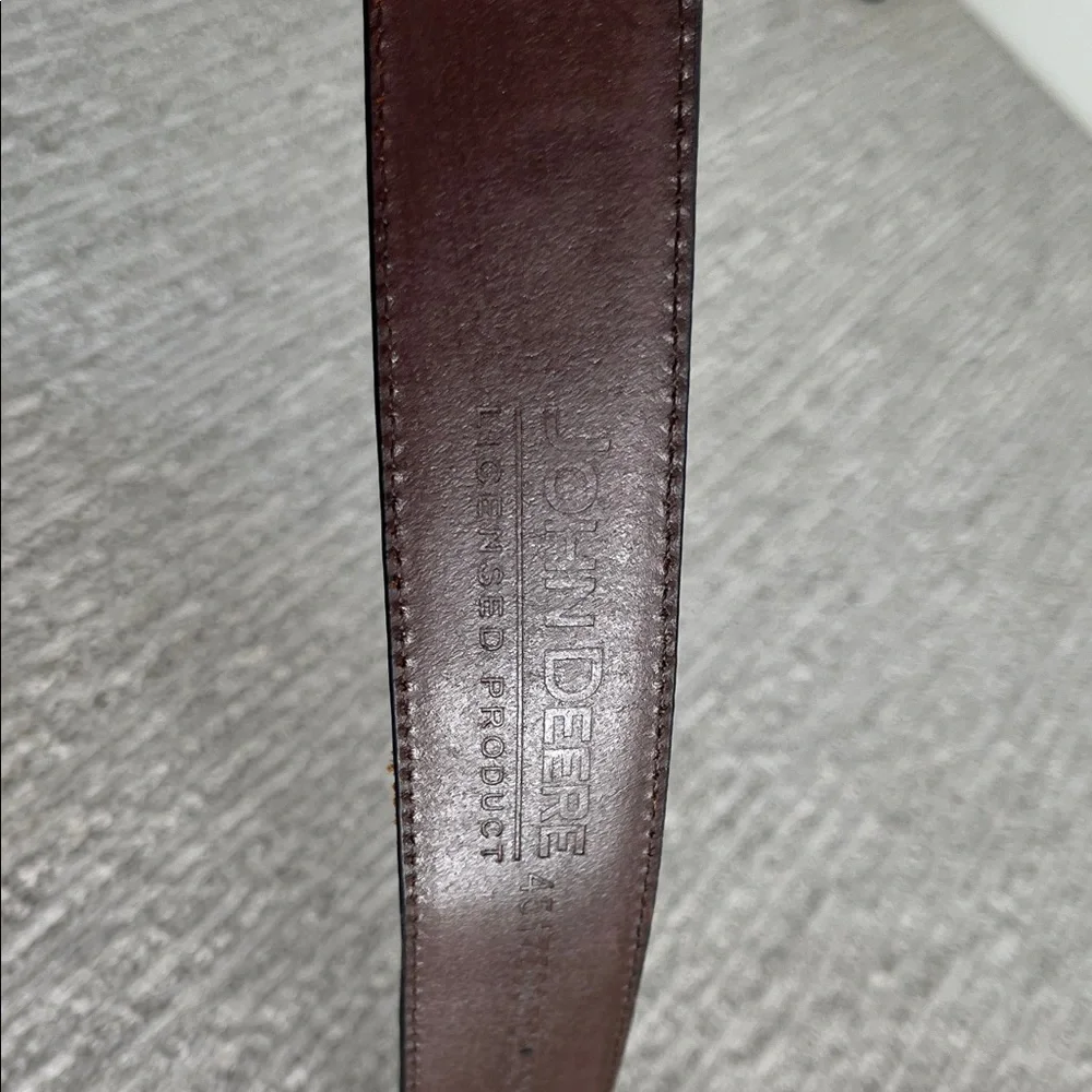 John Deere Brown Leather Belt Camo Inlay Embossed Panels | Size 34